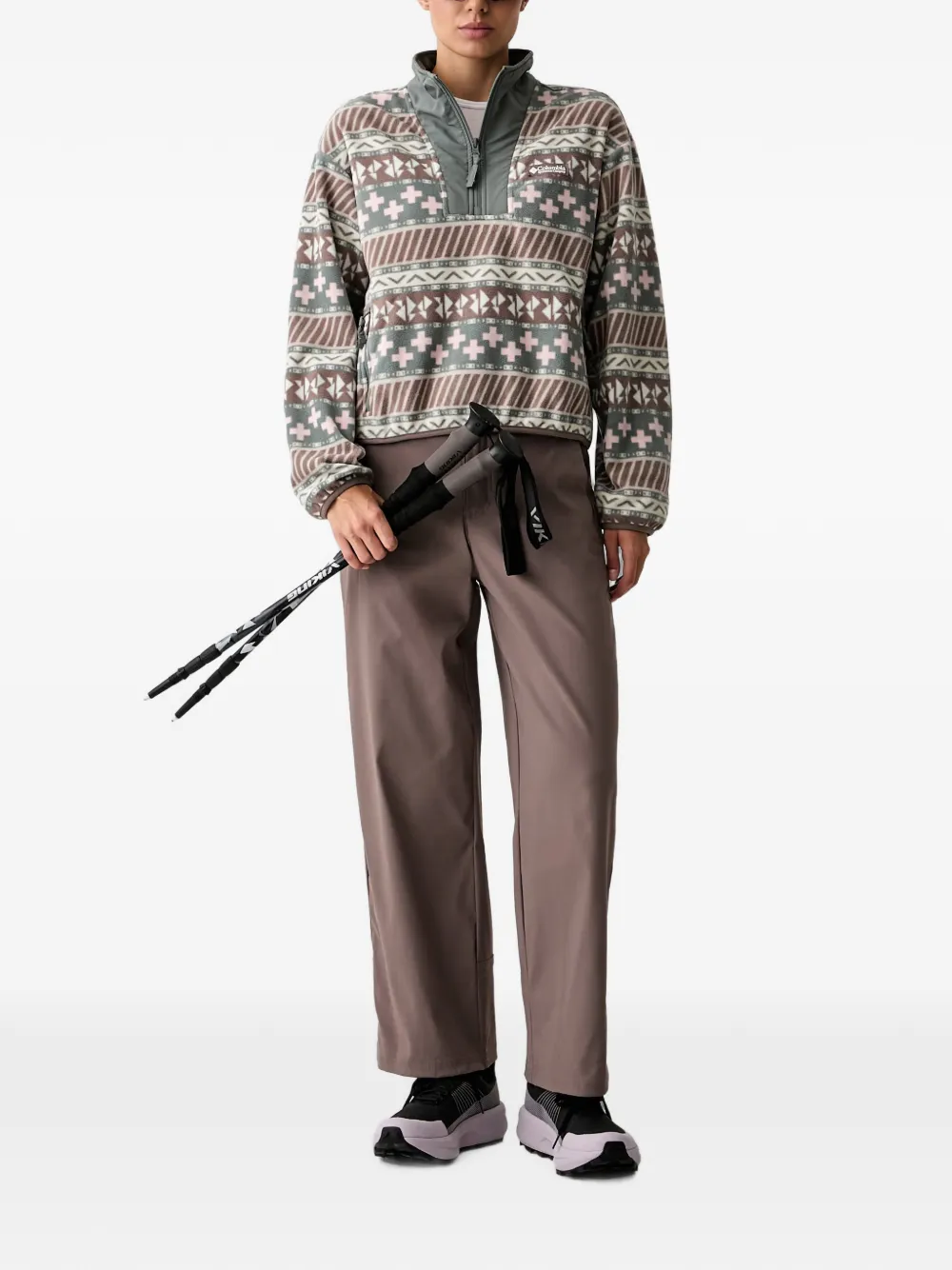 Columbia Sequoia Grove™ II fleece met geometrische print en kwartrits Grijs
