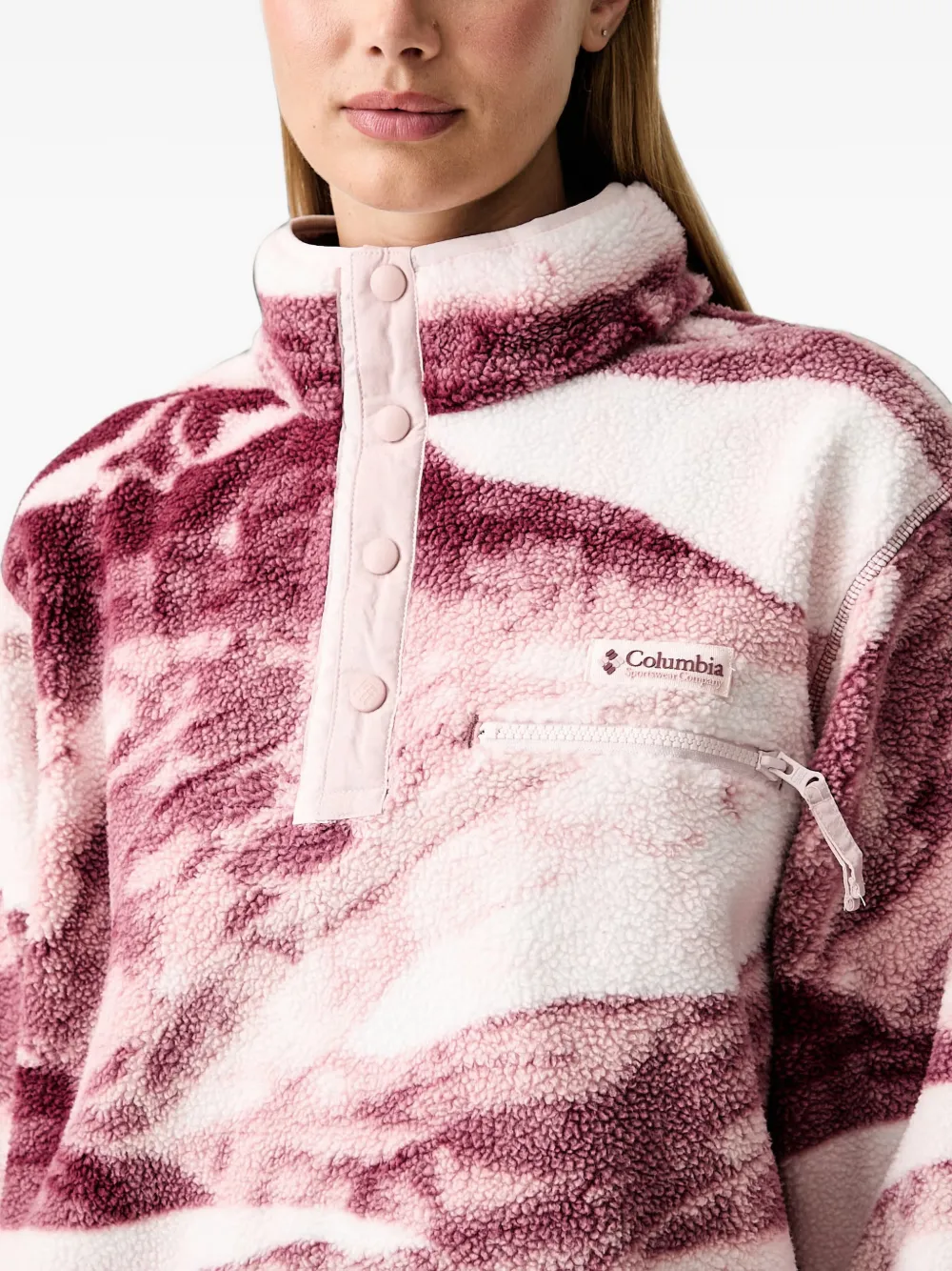 Columbia Helvetia II fleece trui met landschapsprint Wit