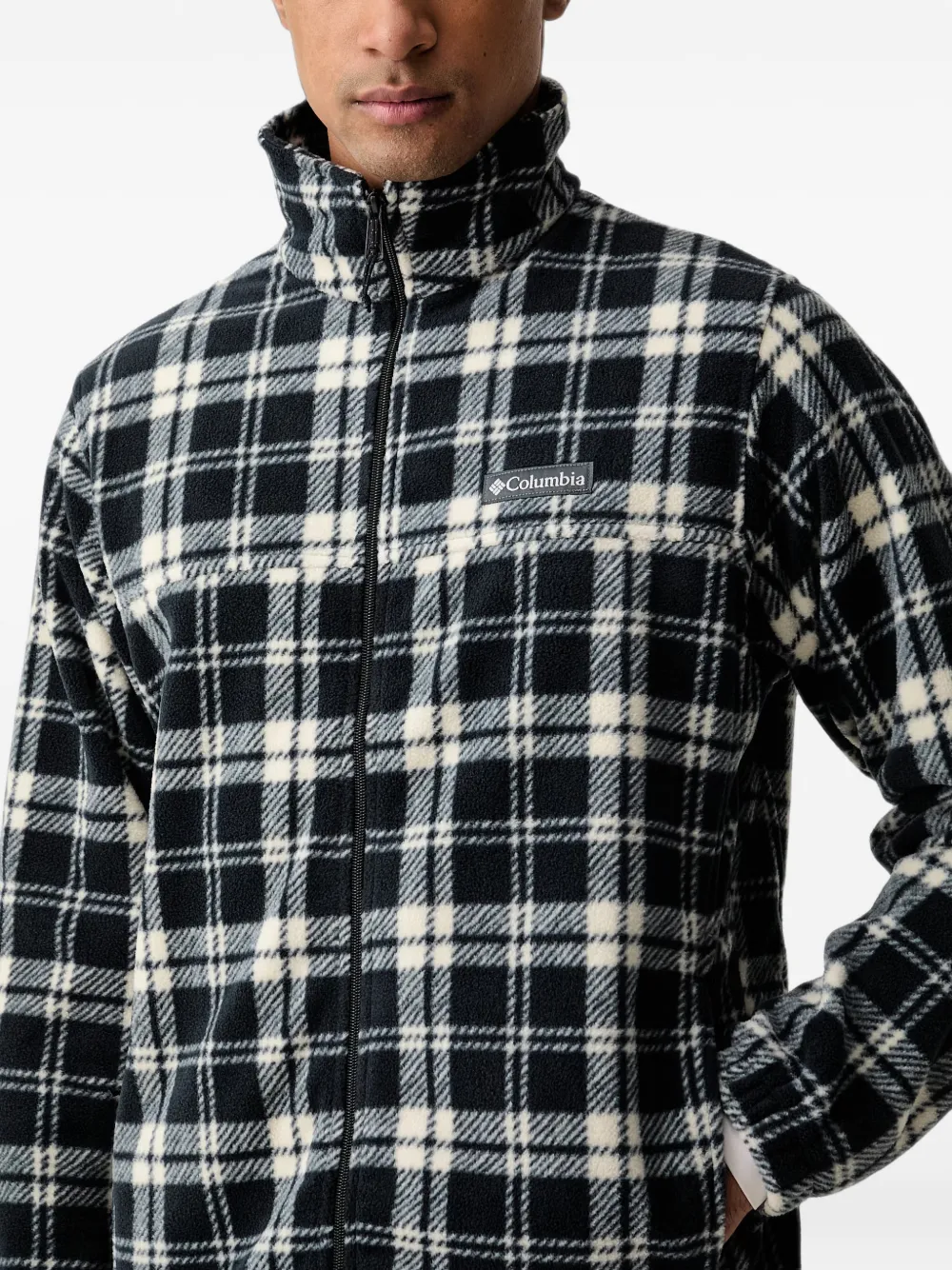Columbia check-print zip-up sweater Zwart