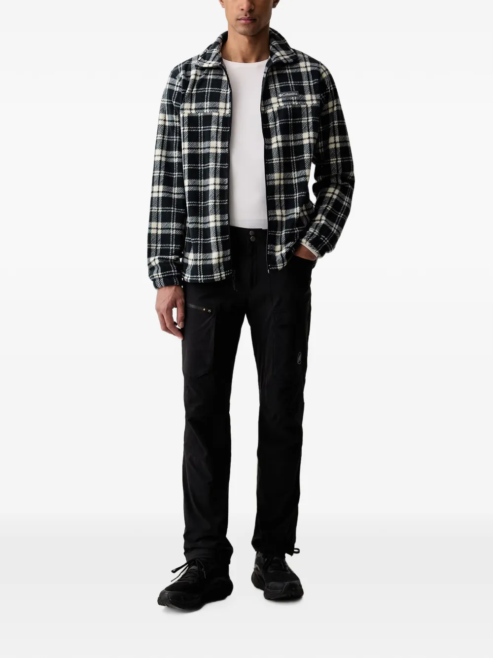 Columbia check-print zip-up sweater Zwart