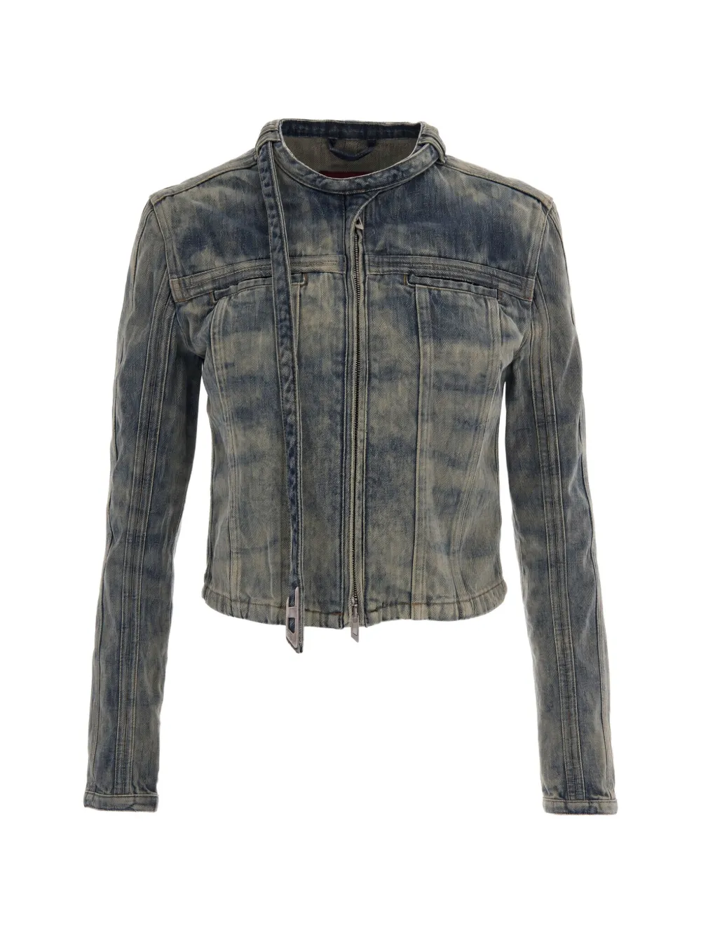 Diesel faded-effect zip-up denim jacket - Blu