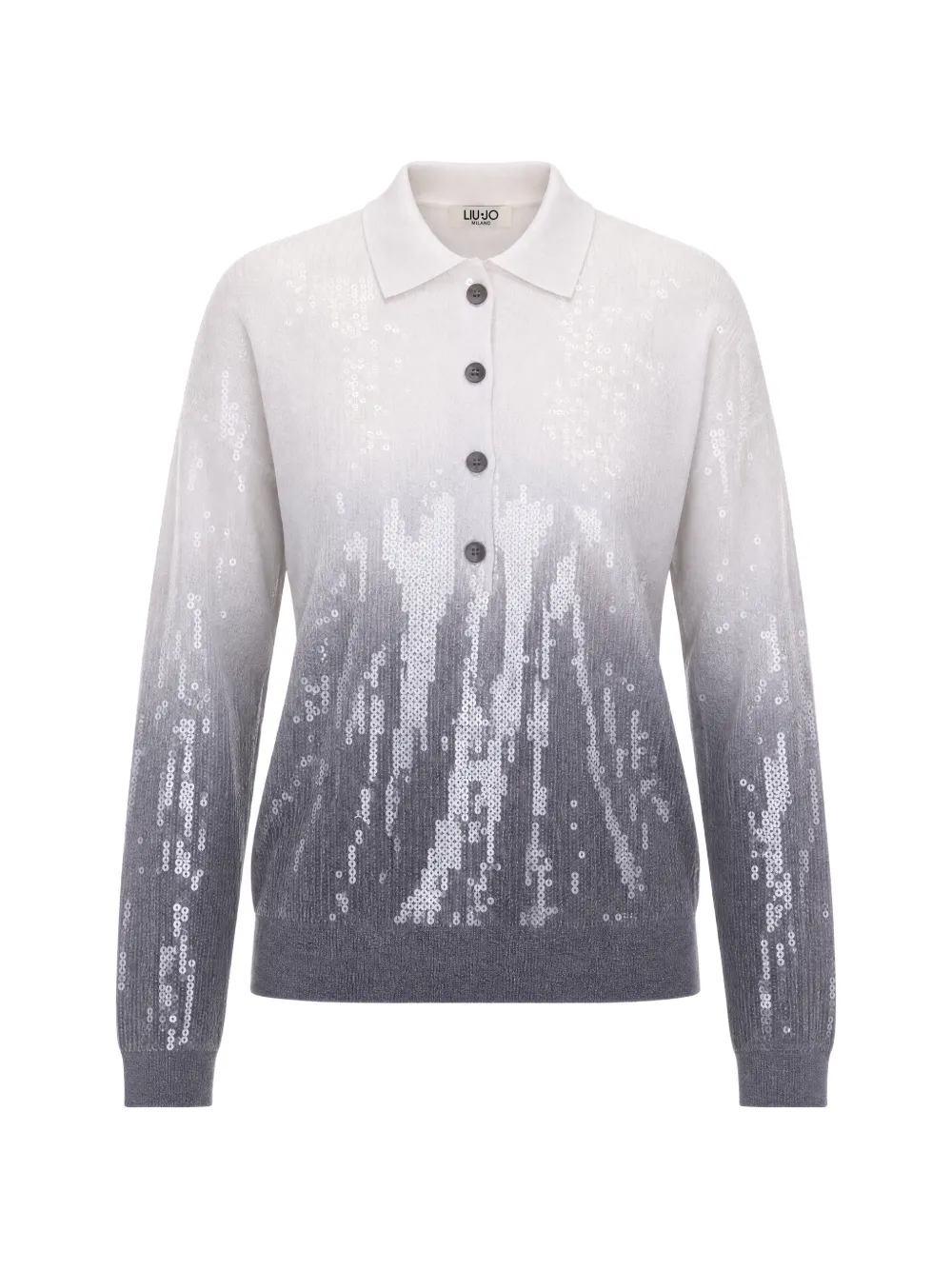 LIU JO sequin-embellished dégradé polo shirt - Bianco