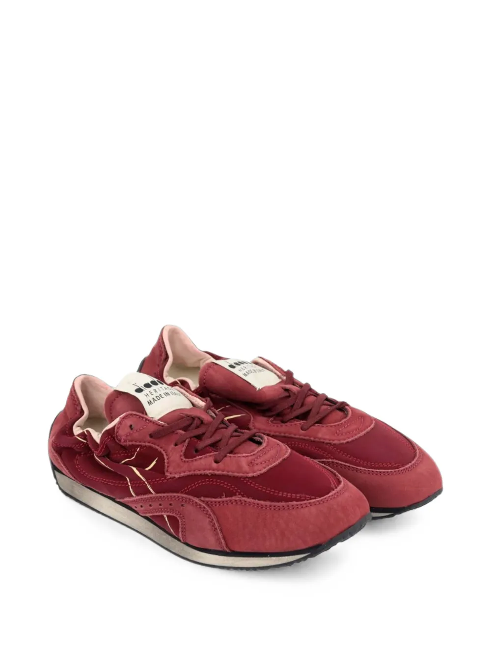 Diadora leather-trim panelled sneakers Paars