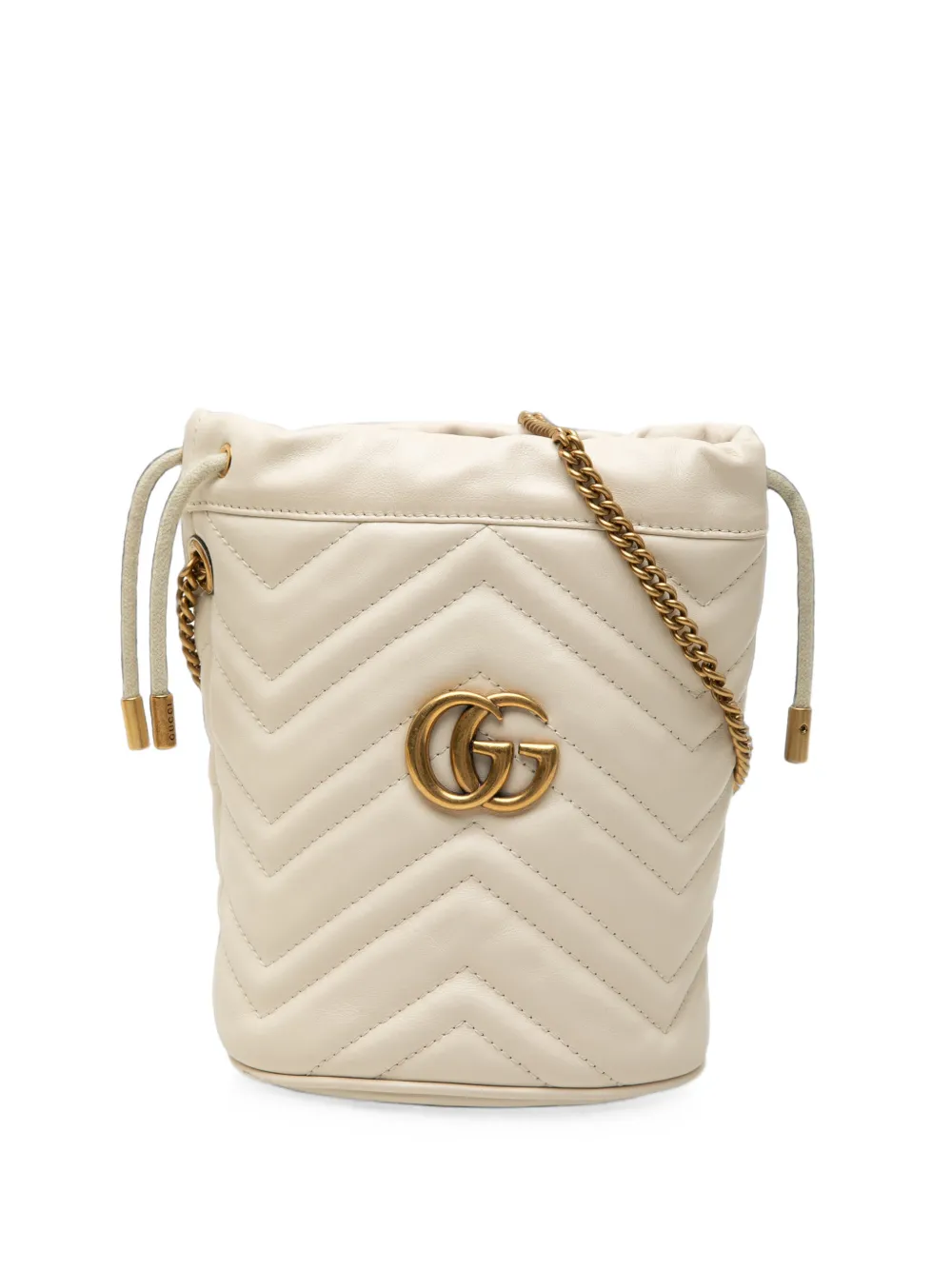 Gucci Pre-Owned Borsa a secchiello GG Marmont piccola in pelle di vitello matelassé 2000-2015 - Bianco