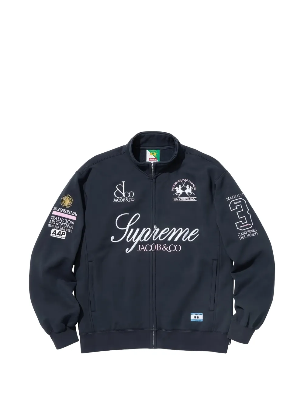 Supreme x La Martina x Jacob & Co logo-embroidered zip-up sweater - Blau