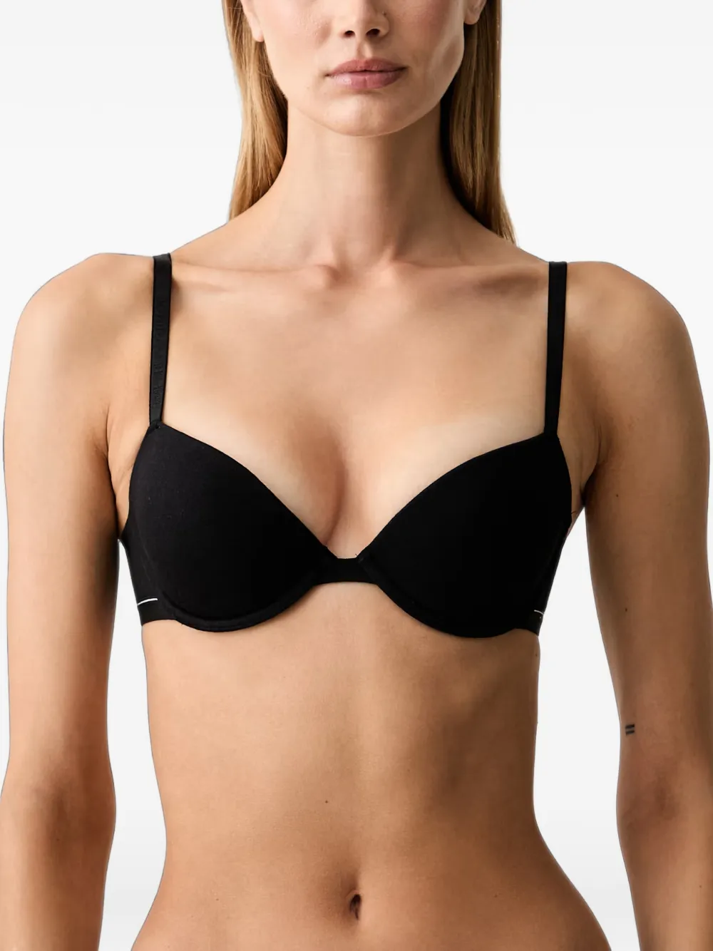 Emporio Armani logo-tape push-up bra - Nero