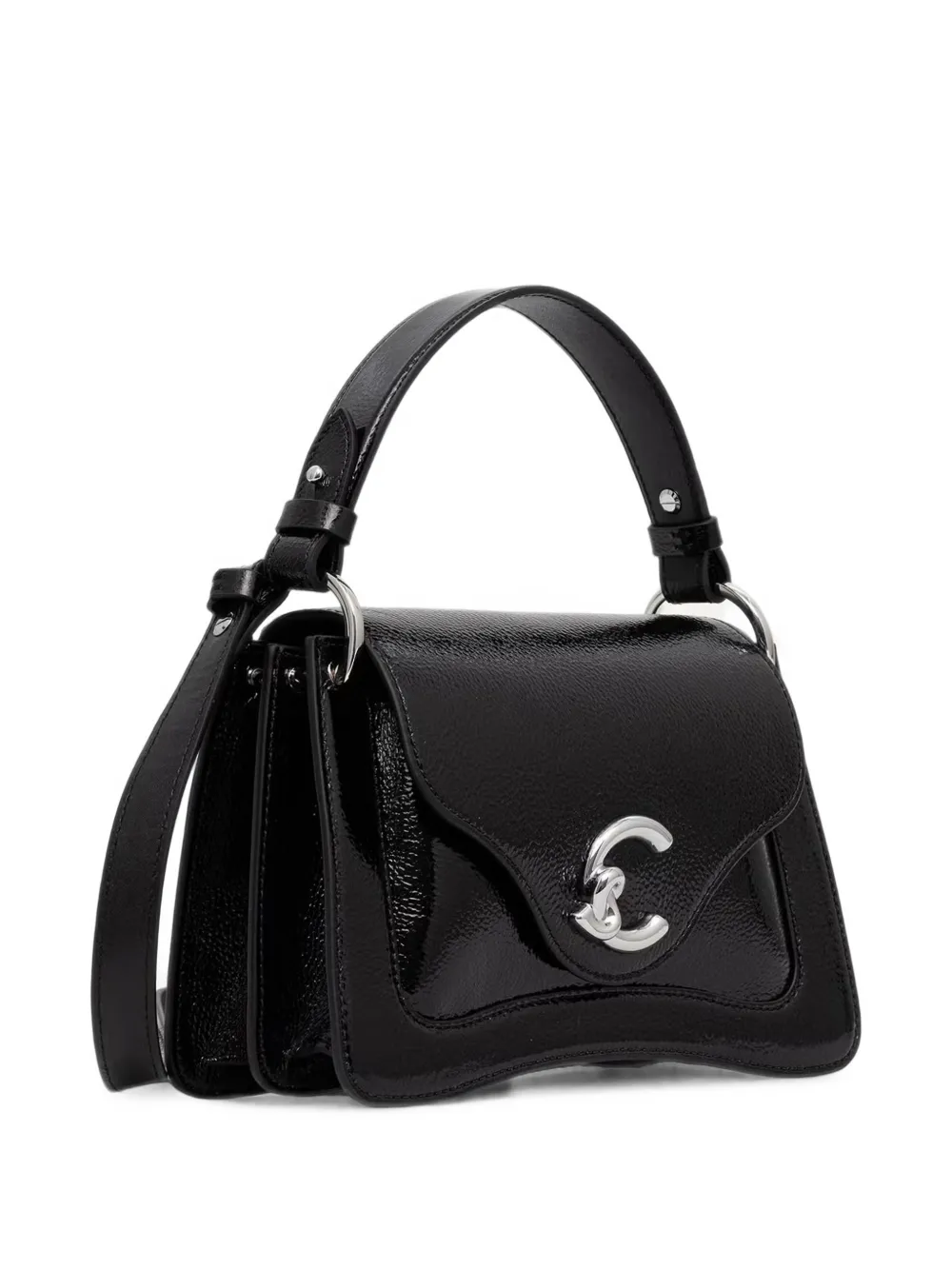 Coccinelle Lakleren shopper met C-logo Zwart