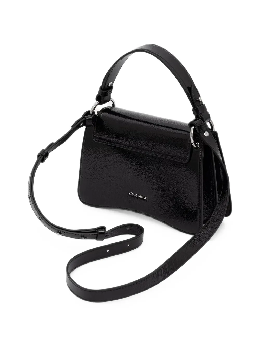 Coccinelle Lakleren shopper met C-logo Zwart