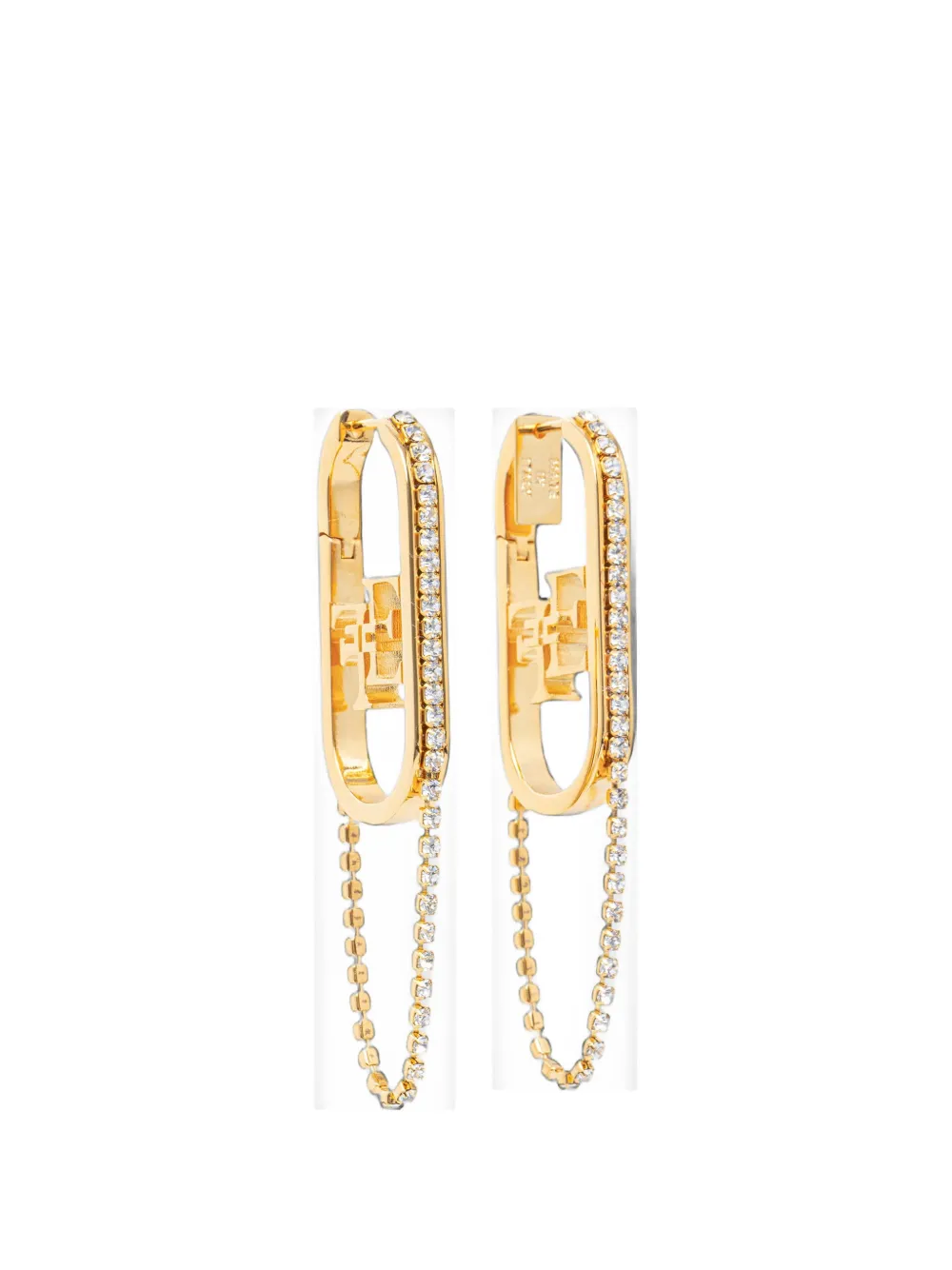 Elisabetta Franchi crystal-embellished logo-plaque earrings - Oro