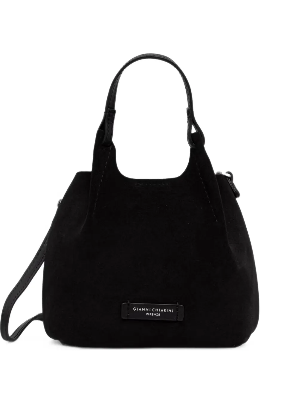 GIANNI CHIARINI Kleine Dua suède shopper met logo-patch Zwart
