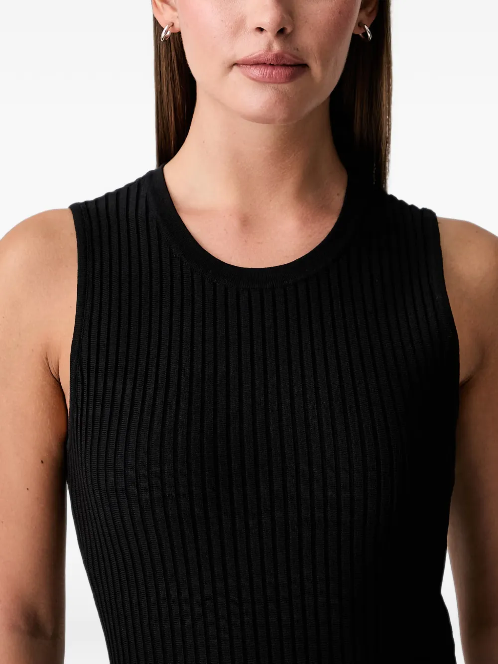 DKNY Ribgebreide midi-jurk met franje-afwerking Zwart