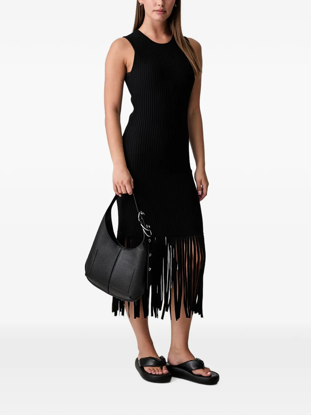 DKNY Abito midi a coste - Nero
