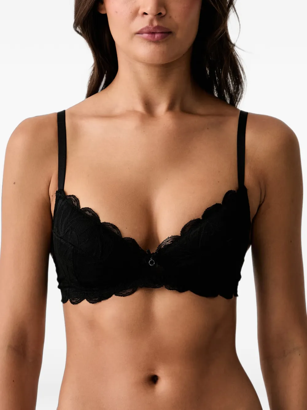 Emporio Armani Bh met kanten afwerking en bloemenkant Zwart