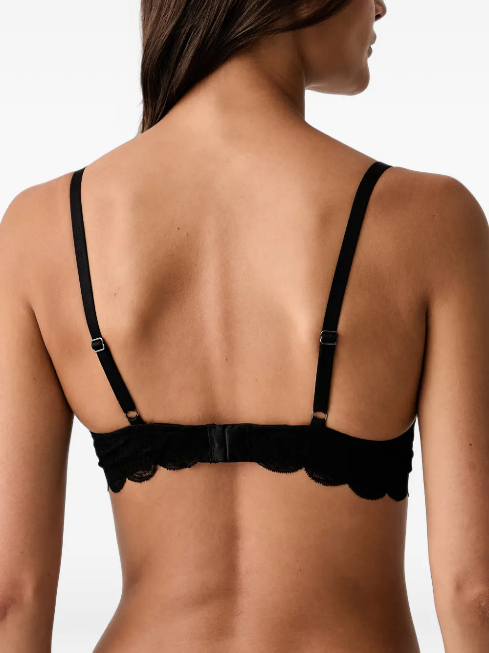 Emporio Armani Bh met kanten afwerking en bloemenkant Zwart