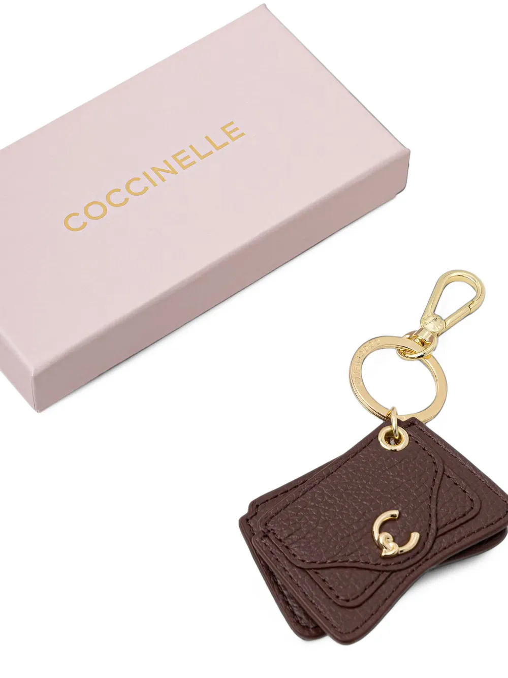 Coccinelle C-Me sleutelhanger met logo-plakkaat Bruin