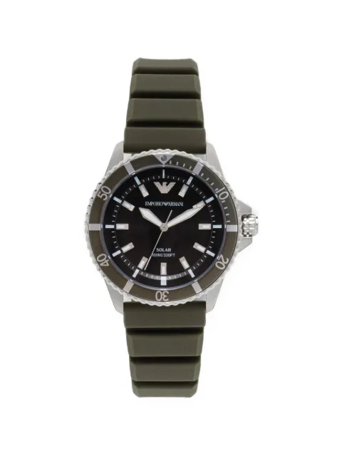 Emporio Armani World Explorer solar-powered three-hand green silicone watch