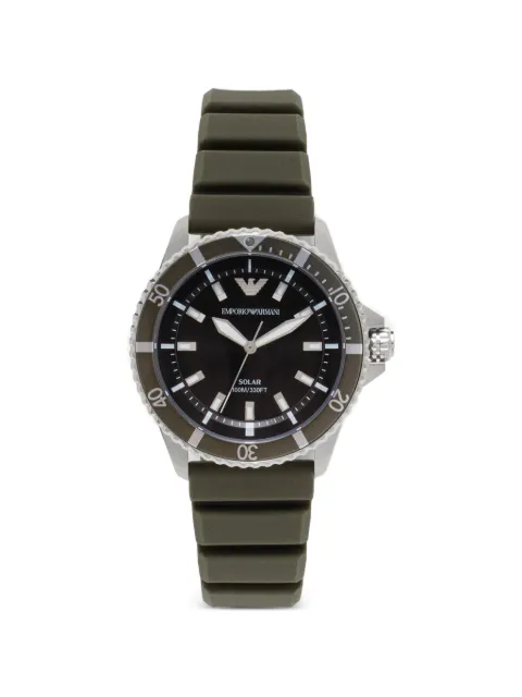 Emporio Armani World Explorer solar-powered three-hand green silicone watch