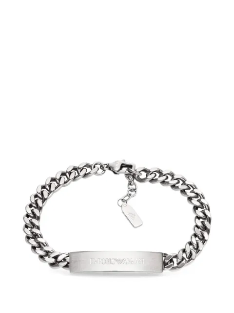 Emporio Armani logo-engraved curb-chain bracelet
