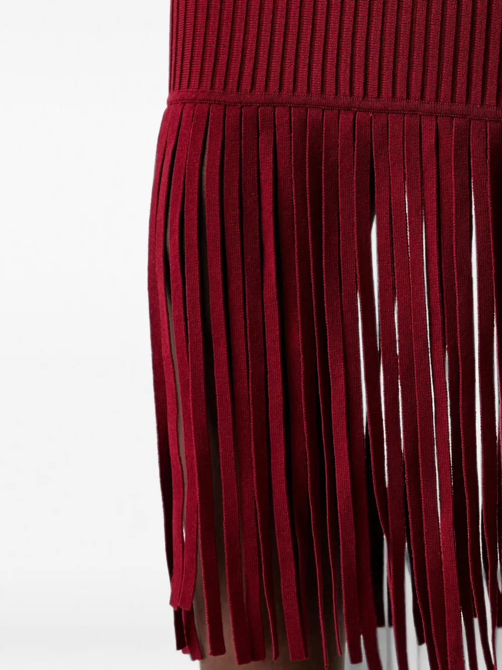 DKNY Ribgebreide midi-jurk met franje afwerking Rood