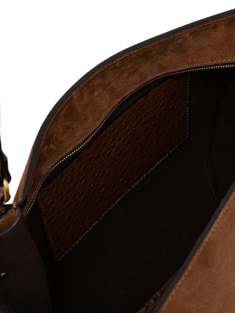 GIANNI CHIARINI Bloom suède schoudertas met contrasterend stiksel Bruin