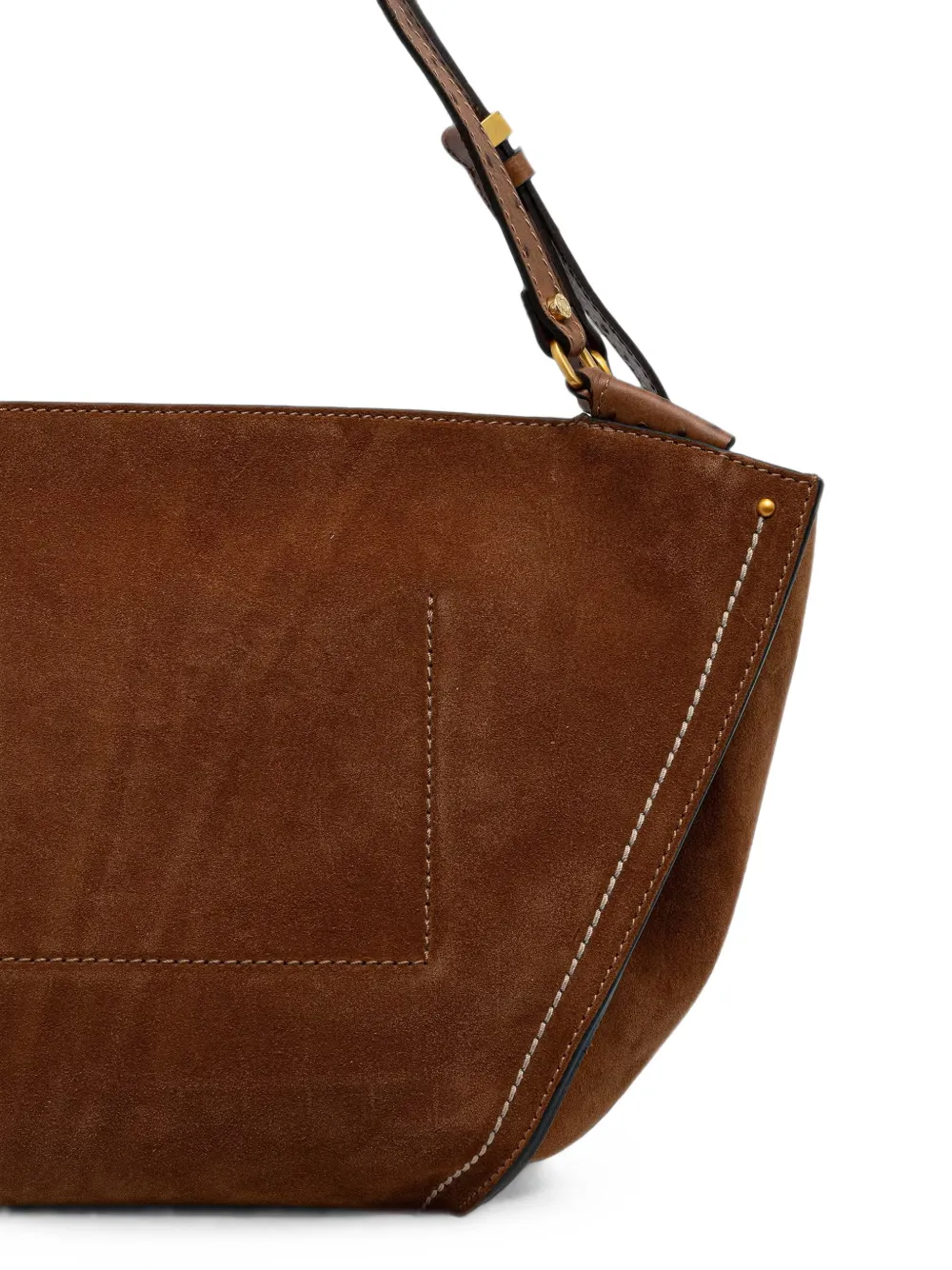 GIANNI CHIARINI Bloom suède schoudertas met contrasterend stiksel Bruin
