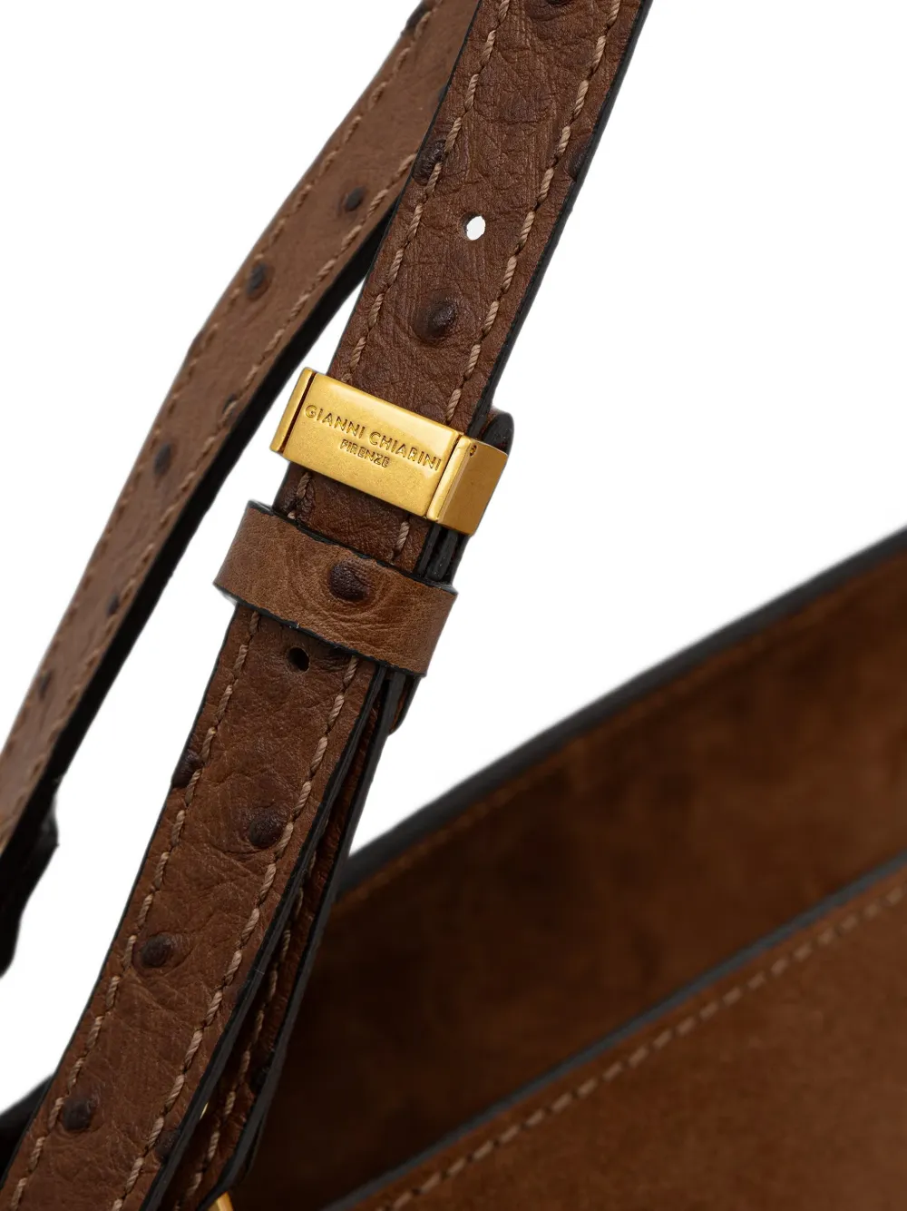 GIANNI CHIARINI Bloom suède schoudertas met contrasterend stiksel Bruin
