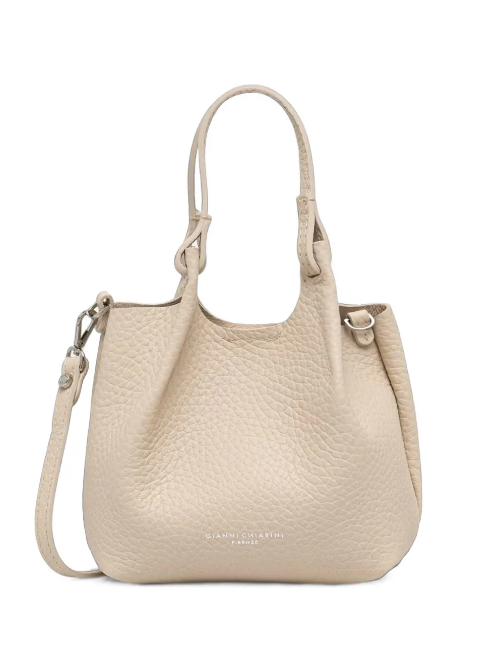 GIANNI CHIARINI Dua pebbled leather shoulder bag - Toni neutri