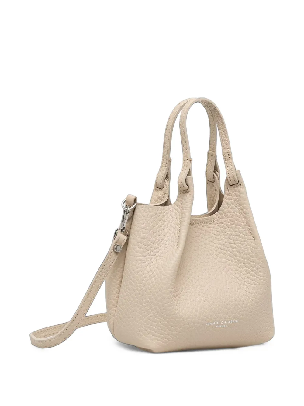 GIANNI CHIARINI Dua schoudertas van bewerkt leer Beige