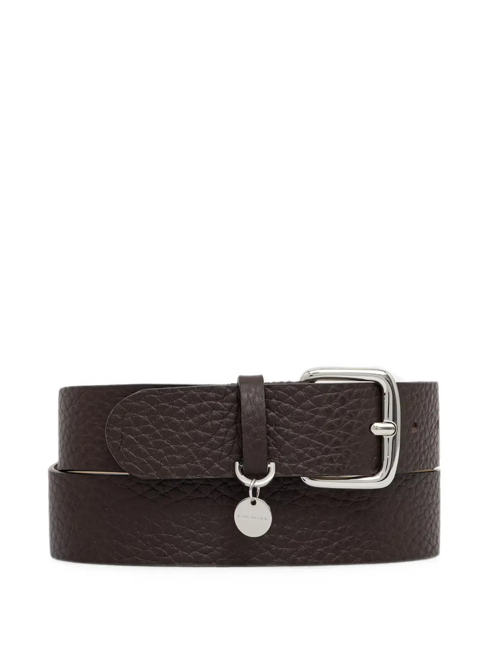 GIANNI CHIARINI logo-charm pebbled-leather belt - Marrone