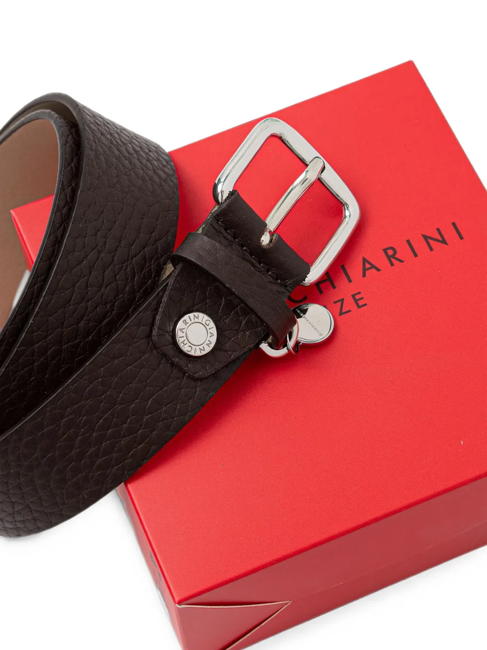 GIANNI CHIARINI Riem van bewerkt leer met logobedel Bruin