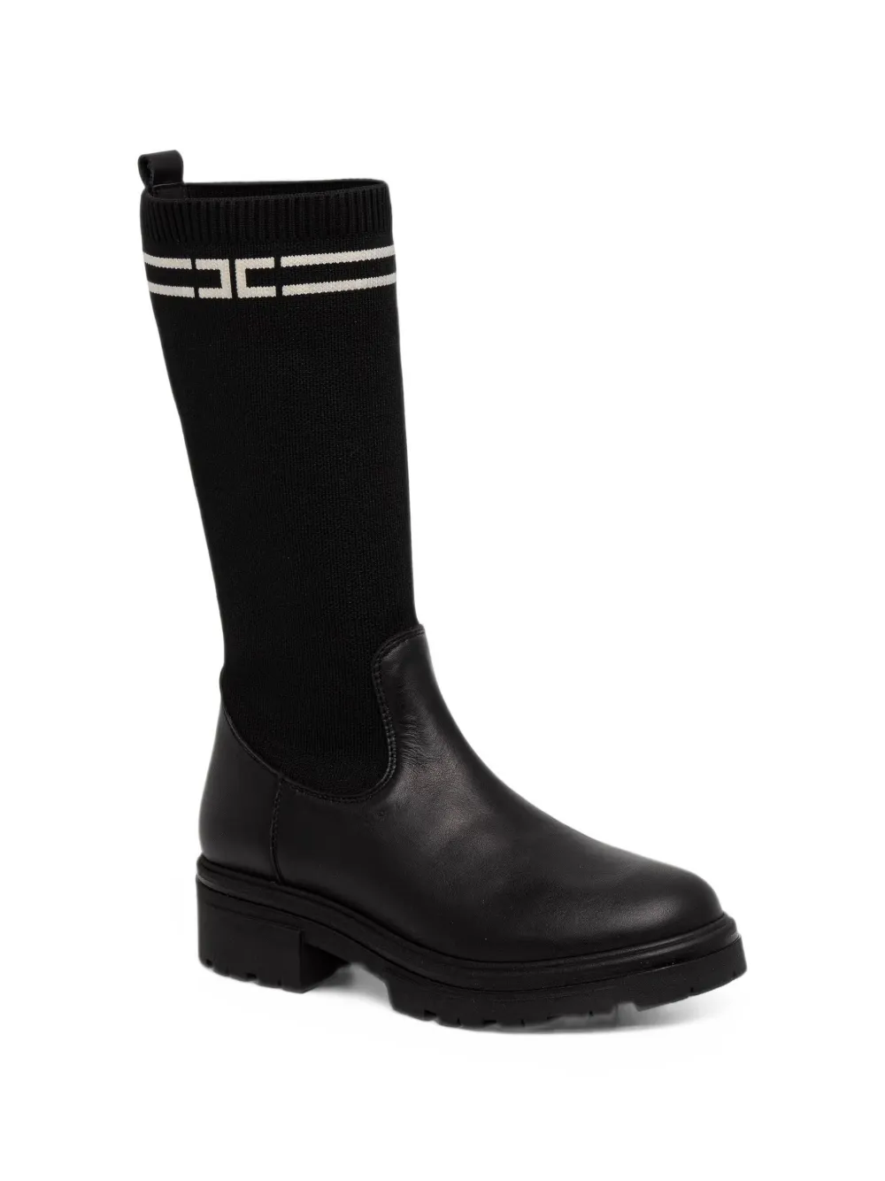 Elisabetta Franchi La Mia Bambina logo-knit panel boots - Nero