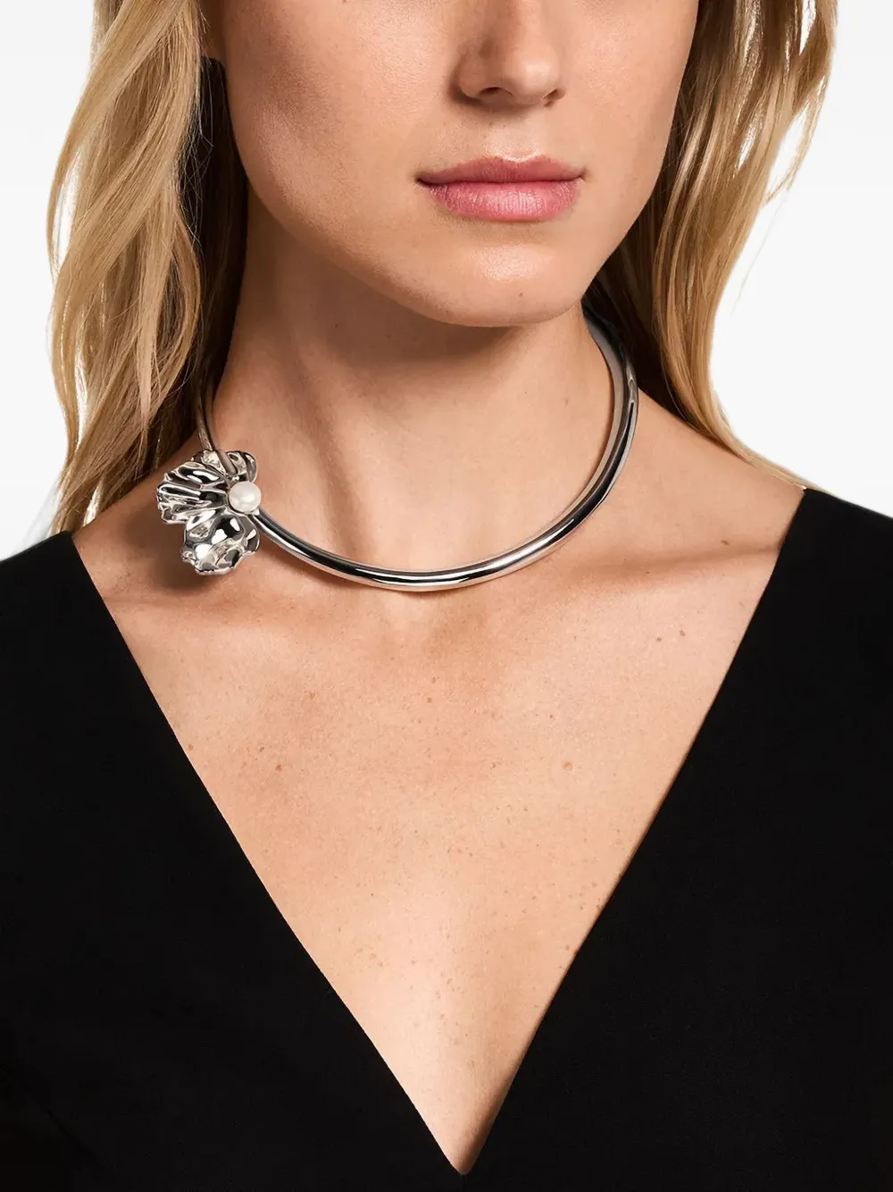 Emporio Armani floral-detail necklace - Silber