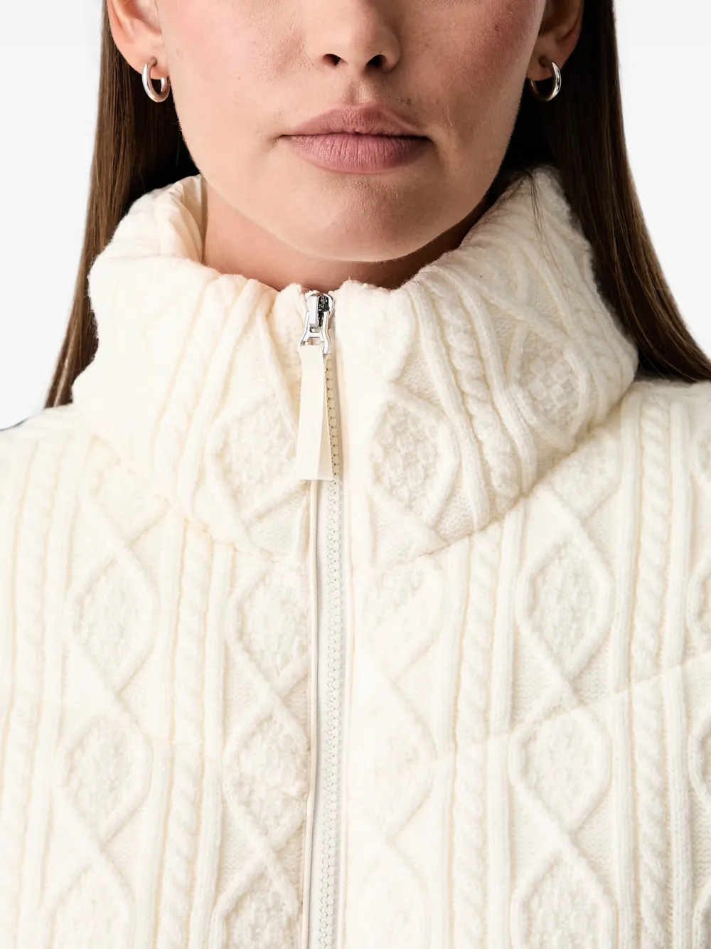 DKNY cable-knit panelled puffer jacket Beige
