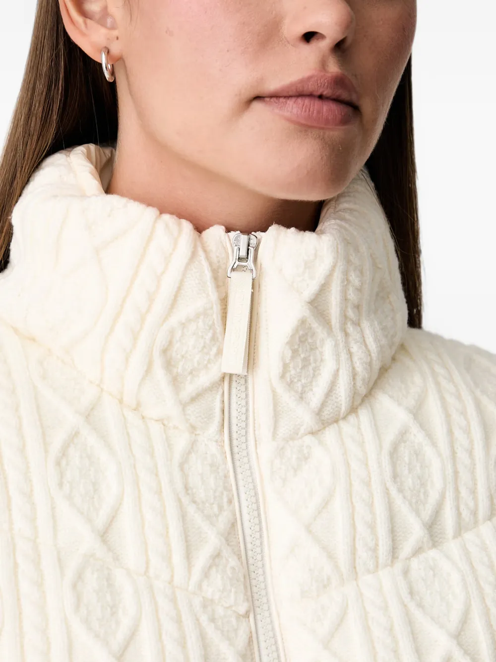 DKNY cable-knit panelled puffer jacket Beige