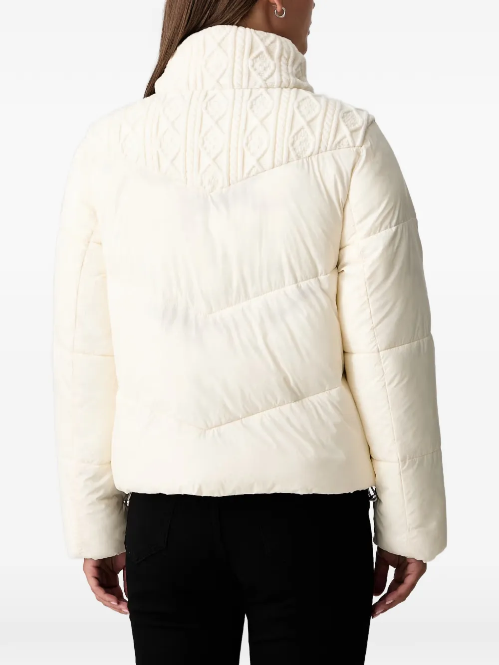 DKNY cable-knit panelled puffer jacket Beige