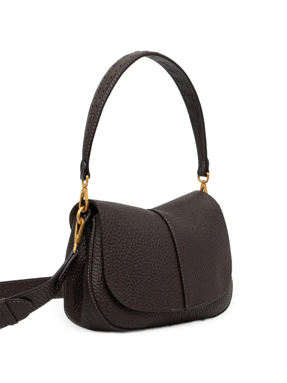 GIANNI CHIARINI Medium Helena ronde schoudertas van bewerkt leer Bruin