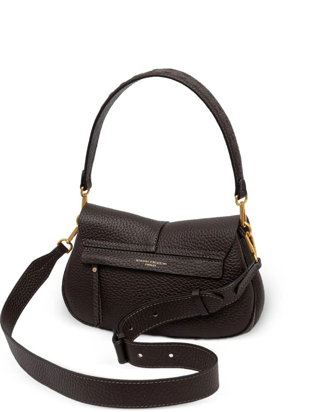 GIANNI CHIARINI medium Helena Round pebbled-leather shoulder bag - Marrone