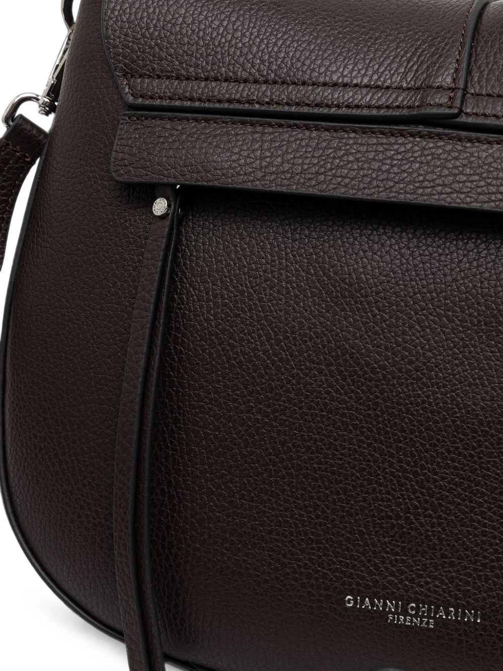 GIANNI CHIARINI Helena Round leren schoudertas met textuur Bruin