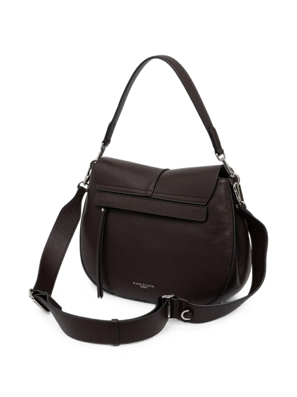 GIANNI CHIARINI Helena Round leren schoudertas met textuur Bruin