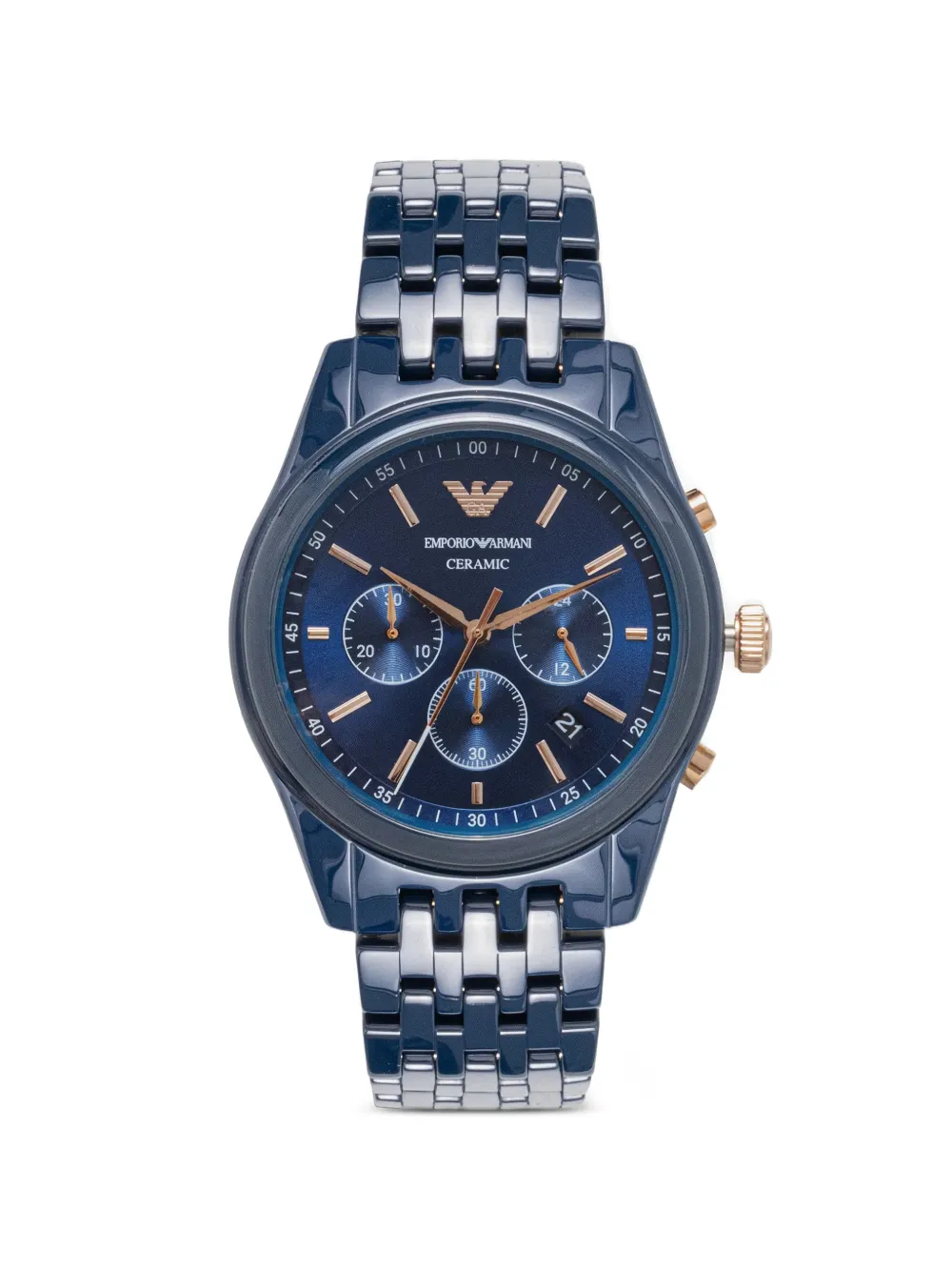 Emporio Armani logo-detail 43mm watch - Blu