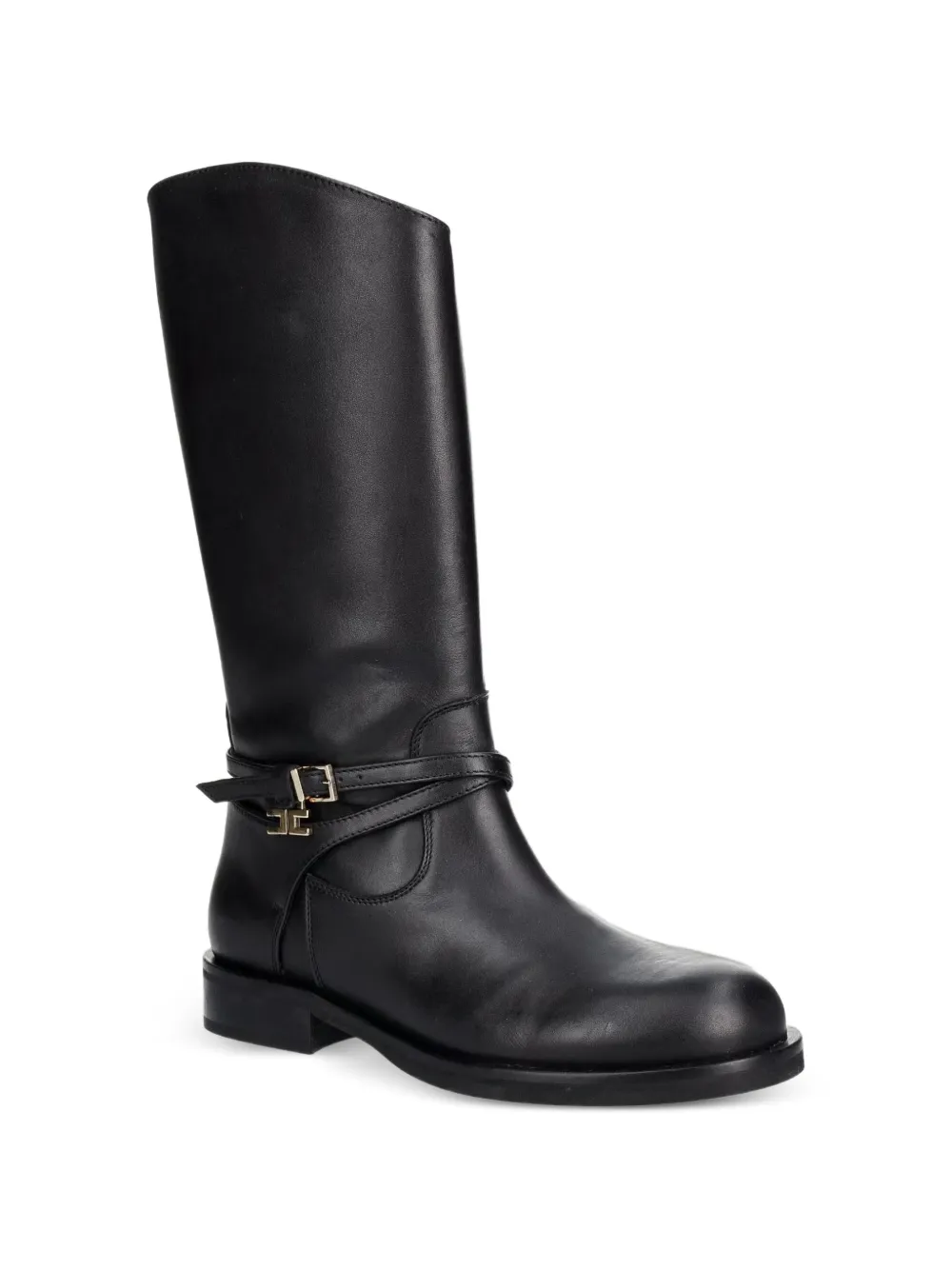 Elisabetta Franchi La Mia Bambina bottines à plaque logo et boucle - Noir Elisabetta Franchi La Mia Bambina bottines à plaque logo et boucle - Noir