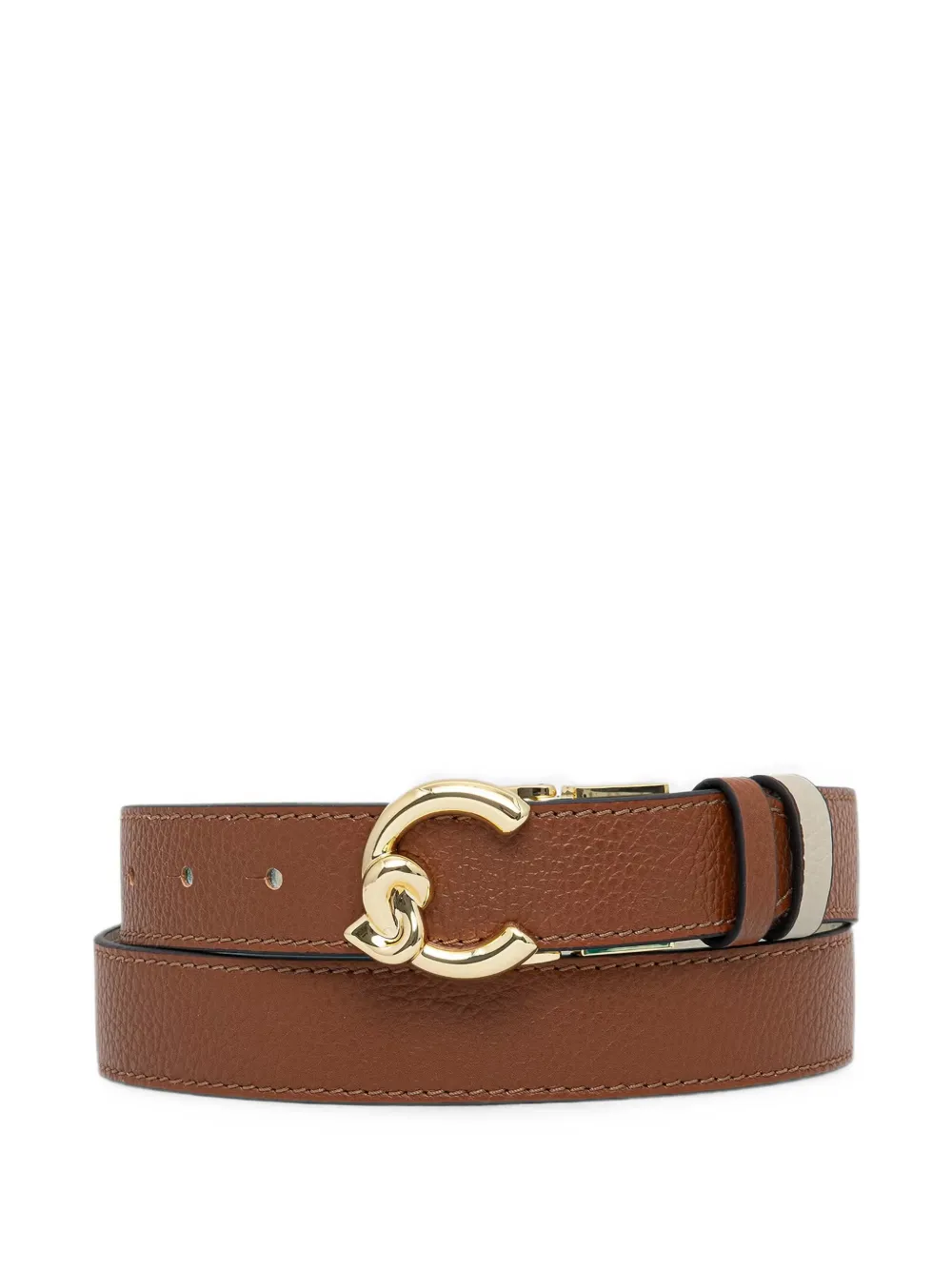 Coccinelle Cintura reversibile C-Me con placca logo - Marrone