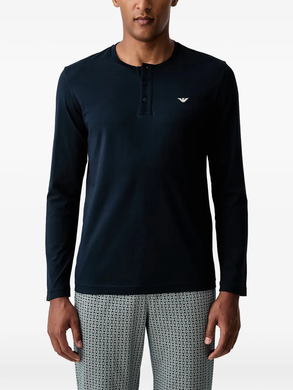 Emporio Armani logo-embroidered geometric-print pajamas