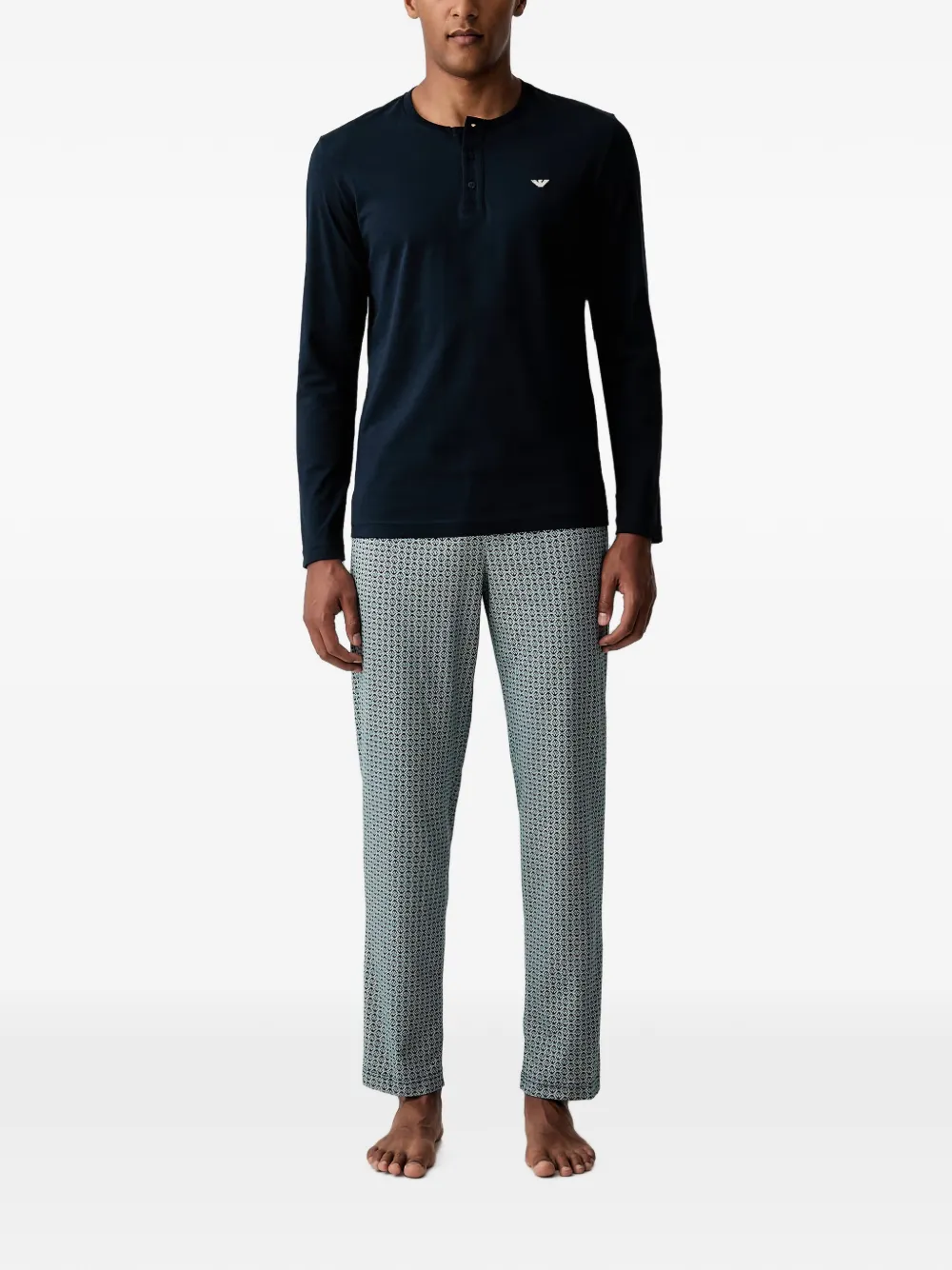 Emporio Armani Pyjama met geometrische print en geborduurd logo Blauw