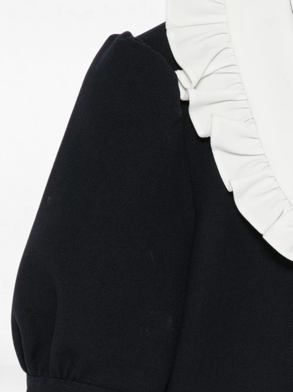 SHUSHU/TONG Ruffled-collar Cropped Jacket in Blue, view 3