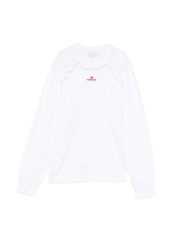 Shushu/Tong Ruffled Long-sleeve T-shirt in White