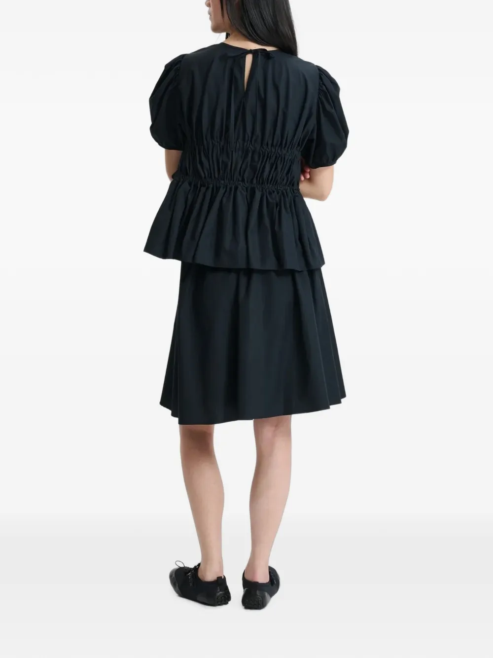 Cecilie Bahnsen Freya blouse met pofmouwen en strikdetail Zwart