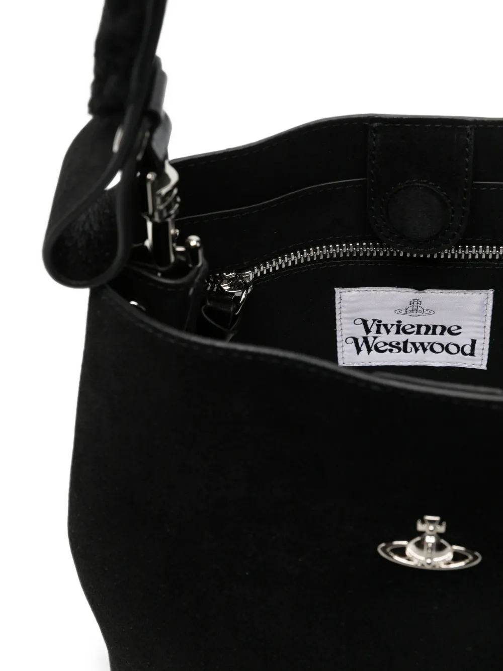 Vivienne Westwood Orb-plaque leather bucket bag Zwart