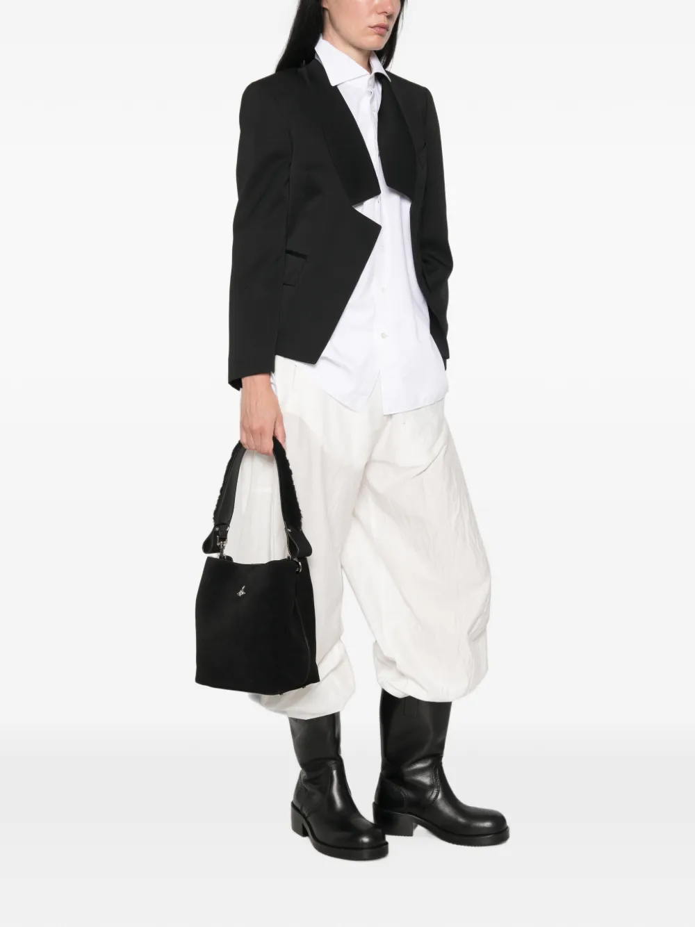 Vivienne Westwood Orb-plaque leather bucket bag Zwart