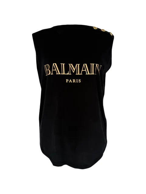 Balmain Pre-Owned logo-print sleeveless top